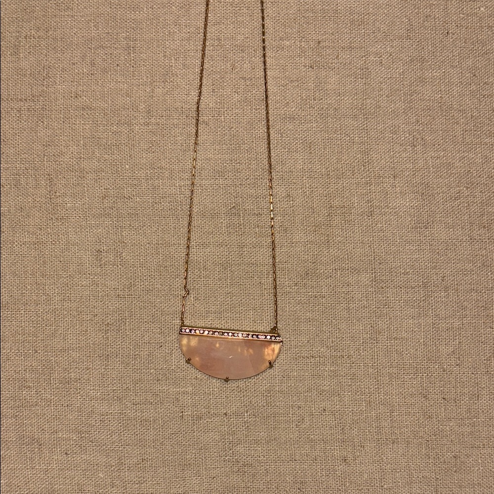 Stella & Dot Gold and Brown Necklace with Crescent Pendant